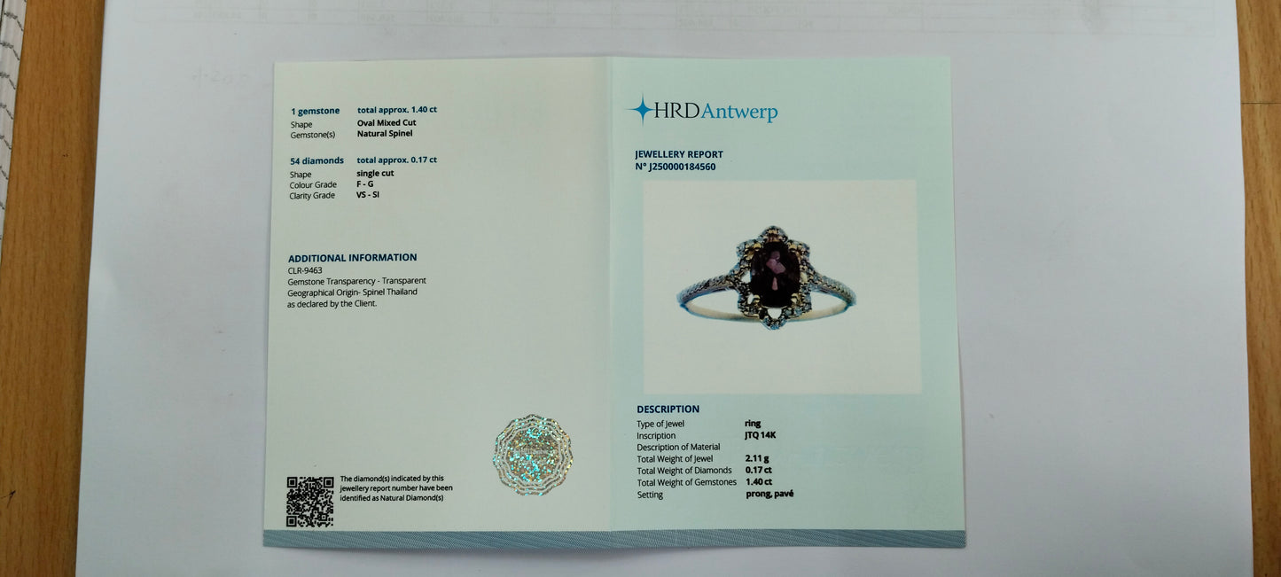 1.57 Ct Oval Mixed Cut Natural Spinel 14K Gold Ring