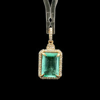 2.92 Ct Octagon Step Cut Natural Emerald 14K Gold Pendant