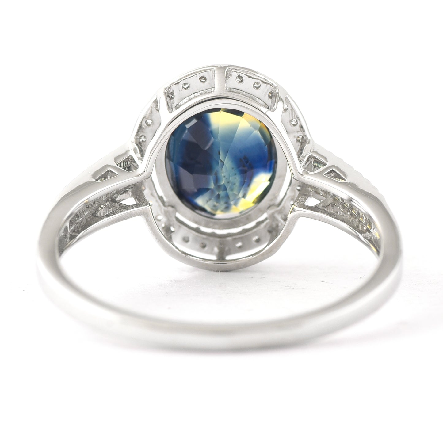 2.94 Ct Oval Mixed Cut Natural Bi-Coloured Sapphire 950 Platinum Ring