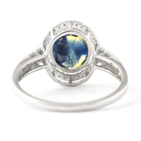 2.94 Ct Oval Mixed Cut Natural Bi-Coloured Sapphire 950 Platinum Ring