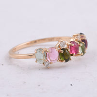 1.31 Ct Oval Natural Multi Coloured Tourmaline 14K Gold Ring