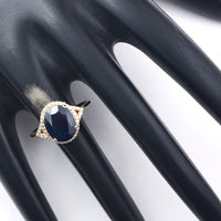 3.93 Ct Oval Mixed Cut Natural Sapphire 14K Gold Ring