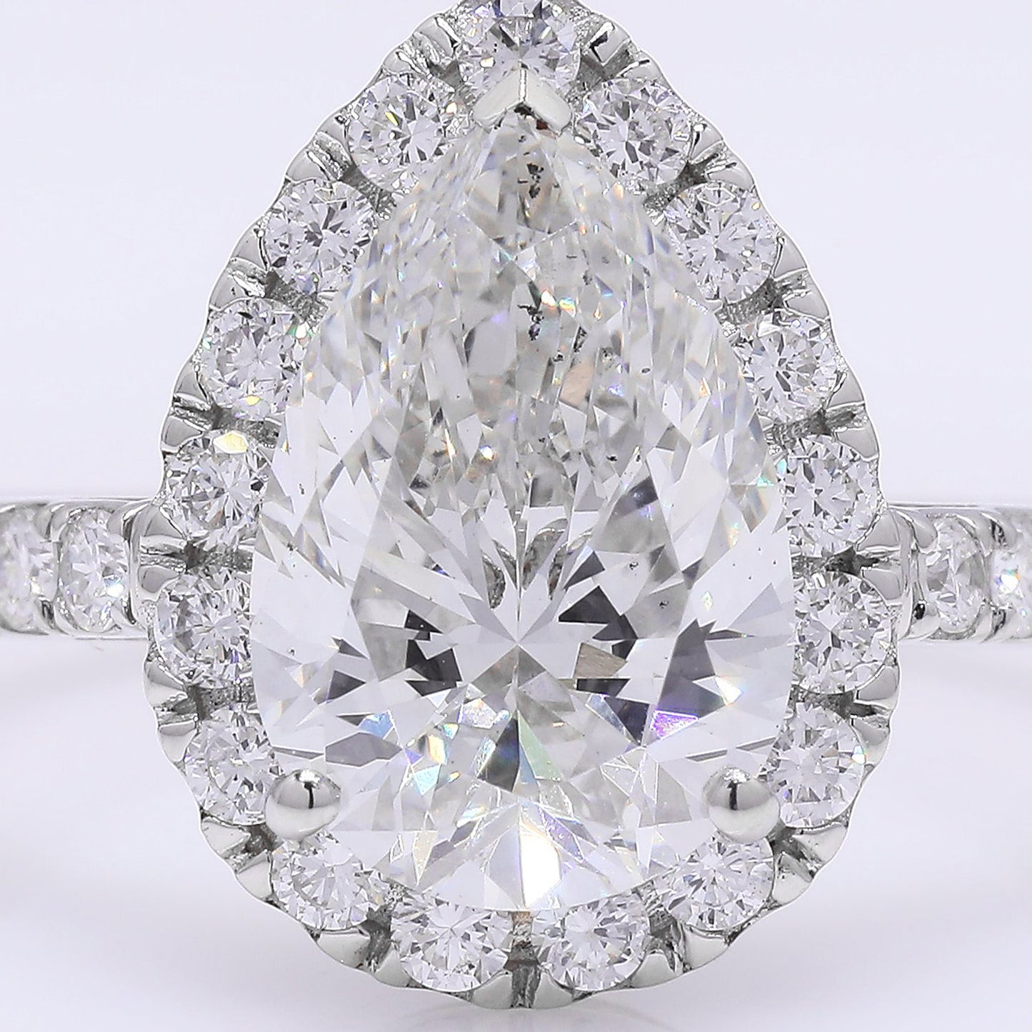 2.98 Ct Pear Brilliant Lab Grown Diamond 950 Platinum Ring