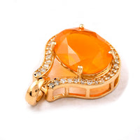 1.85 Ct Oval Mixed Cut Natural Fire Opal 14K Gold Pendant