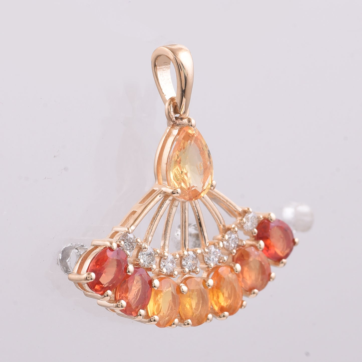 1.97 Ct Pear, Oval Natural Multi Coloured Sapphire 14K Gold Pendant