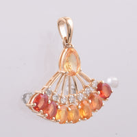 1.97 Ct Pear, Oval Natural Multi Coloured Sapphire 14K Gold Pendant