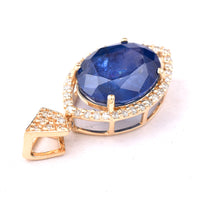 3.59 Ct Oval Mixed Cut Natural Sapphire 14K Gold Pendant