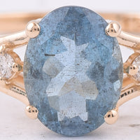 1.22 Ct Oval Natural Aquamarine 14K Gold Ring