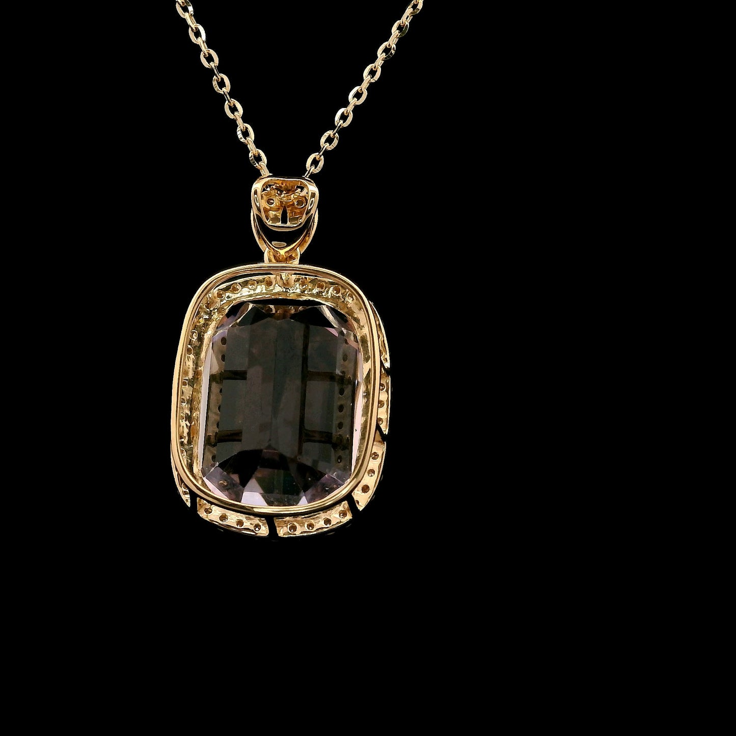 10.90 Ct Cushion Kunzite 14K Gold Pendant