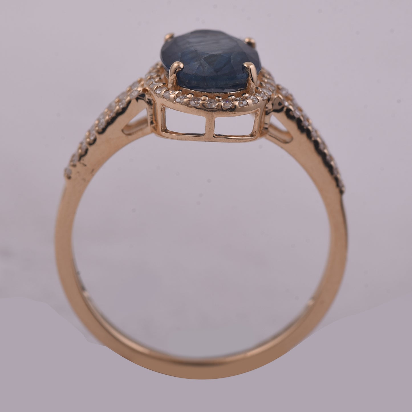 2.39 Ct Oval Mixed Cut Natural Sapphire 14K Gold Ring