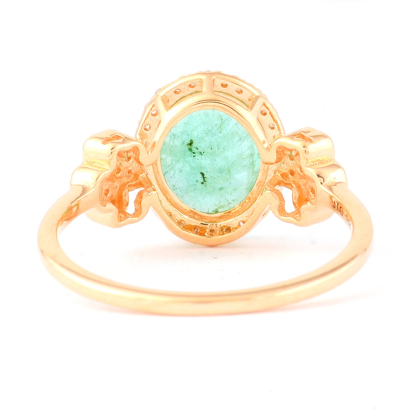 1.75 Ct Oval Mixed Cut Natural Emerald 14K Gold Ring
