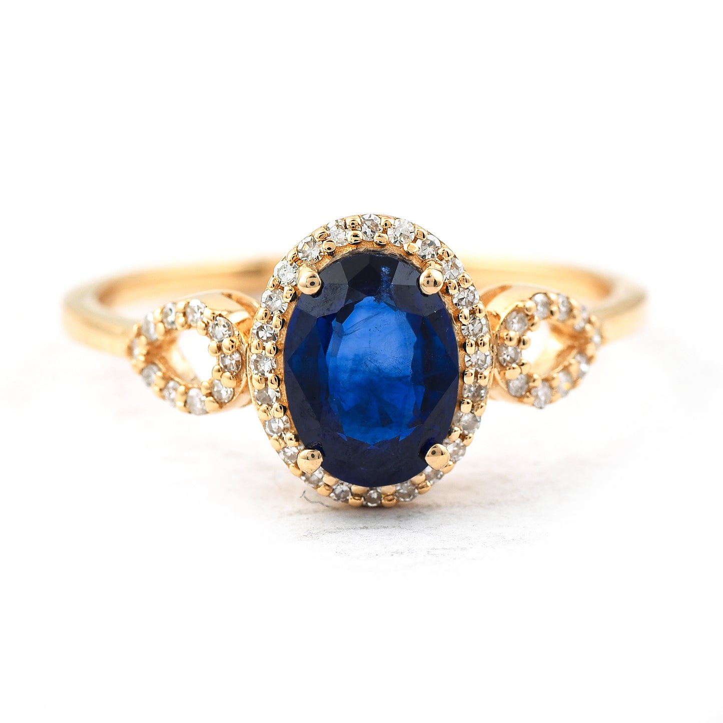 1.42 Ct Oval Mixed Cut Natural Sapphire 14K Gold Ring