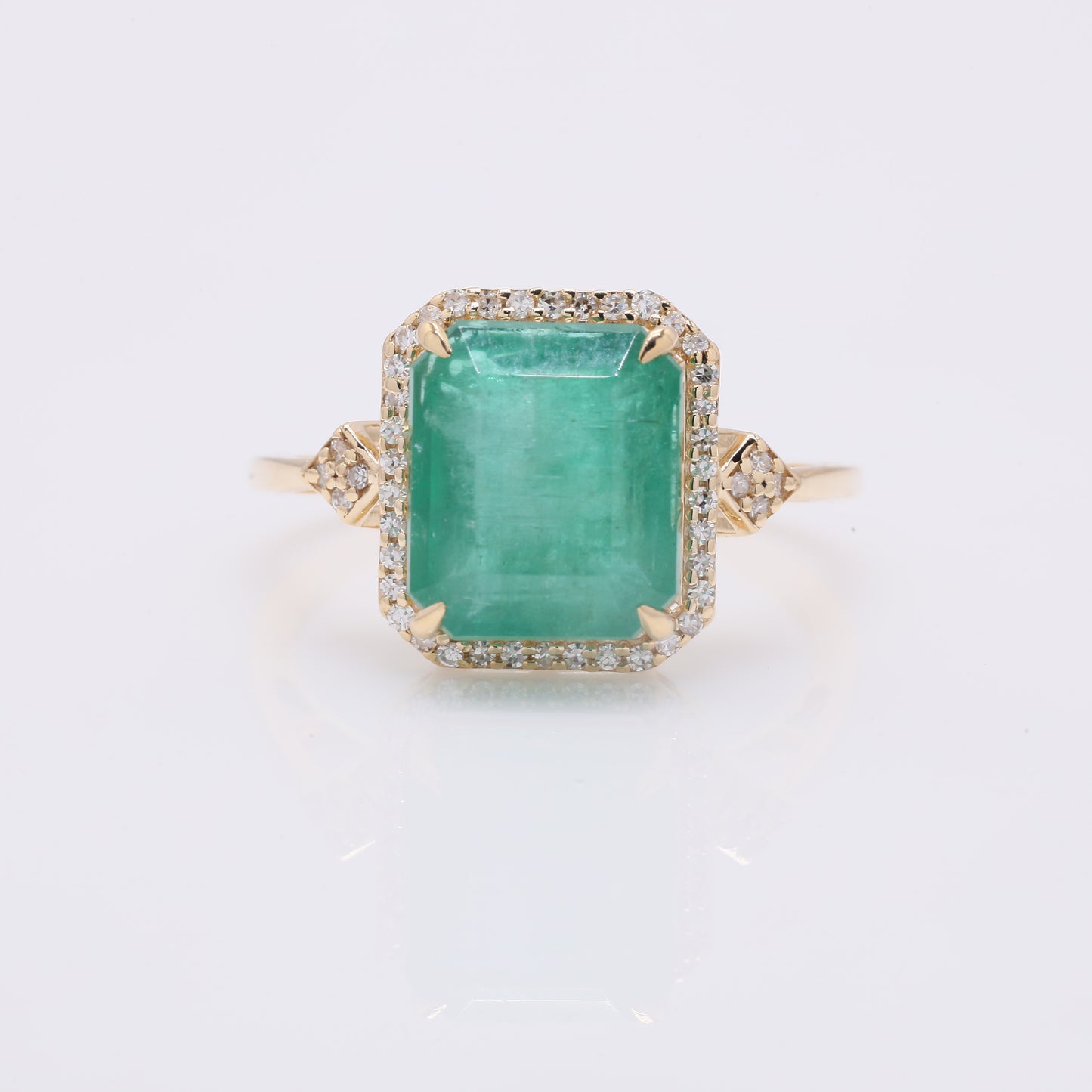 4.61 Ct Octagon Step Cut Natural Emerald 14K Gold Ring