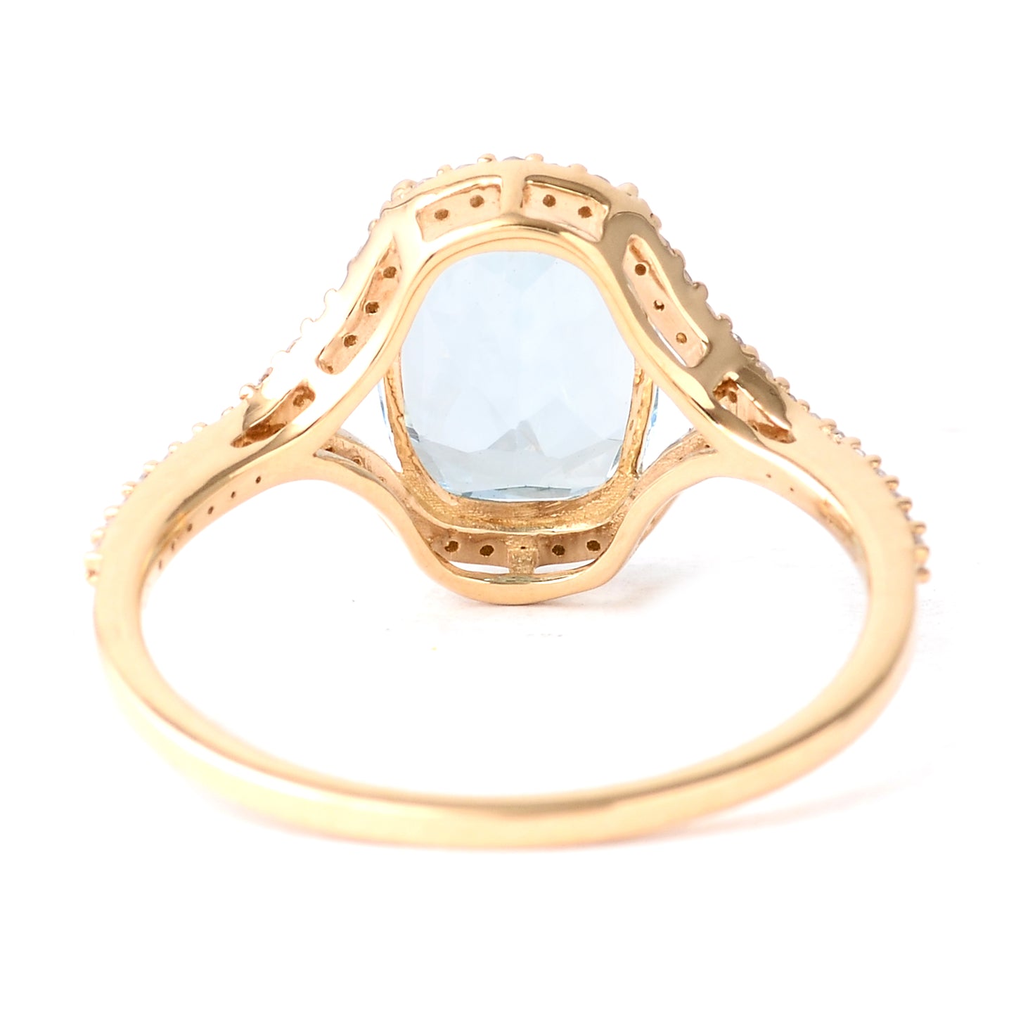 2.37 Ct Rectangular Cushion Mixed Cut Natural Blue Topaz 14K Gold Ring