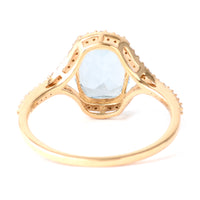 2.37 Ct Rectangular Cushion Mixed Cut Natural Blue Topaz 14K Gold Ring
