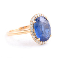 5.48 Ct Oval Blue Sapphire 18K Gold Ring