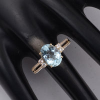 2.38 Ct Oval Aquamarine 9K Gold Ring