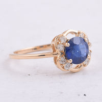 1.36 Ct Round Natural Sapphire 14K Gold Ring
