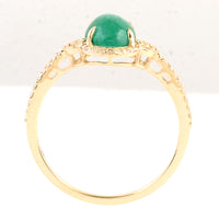 1.62 Ct Oval Cabochon Natural Beryl Emerald 14K Gold Ring