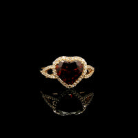 1.75 Ct Heart Mixed Cut Natural Garnet 14K Gold Ring