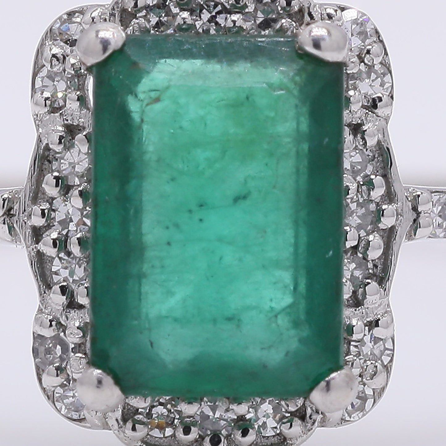 1.01 Ct Octagon Step Cut Natural Emerald 950 Platinum Ring
