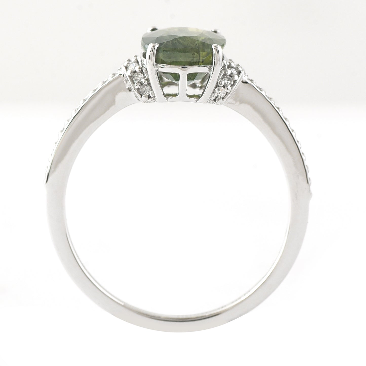 2.26 Ct Oval Mixed Cut Natural Green Sapphire 950 Platinum Ring