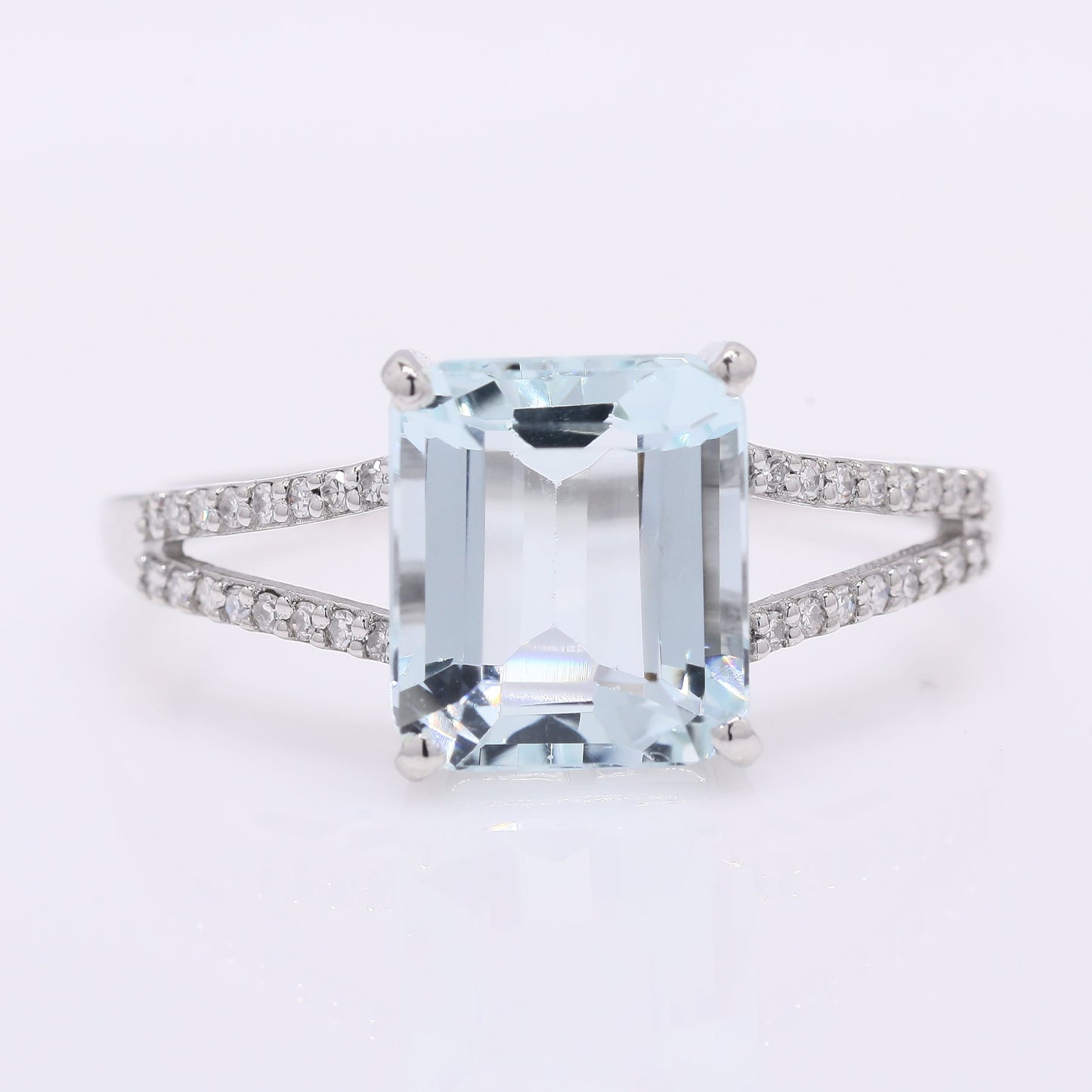 2.57 Ct Octagon Step Cut Natural Aquamarine 950 Platinum Ring