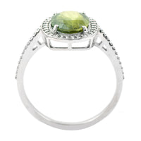 2.40 Ct Oval Mixed Cut Natural Green Sapphire 950 Platinum Ring