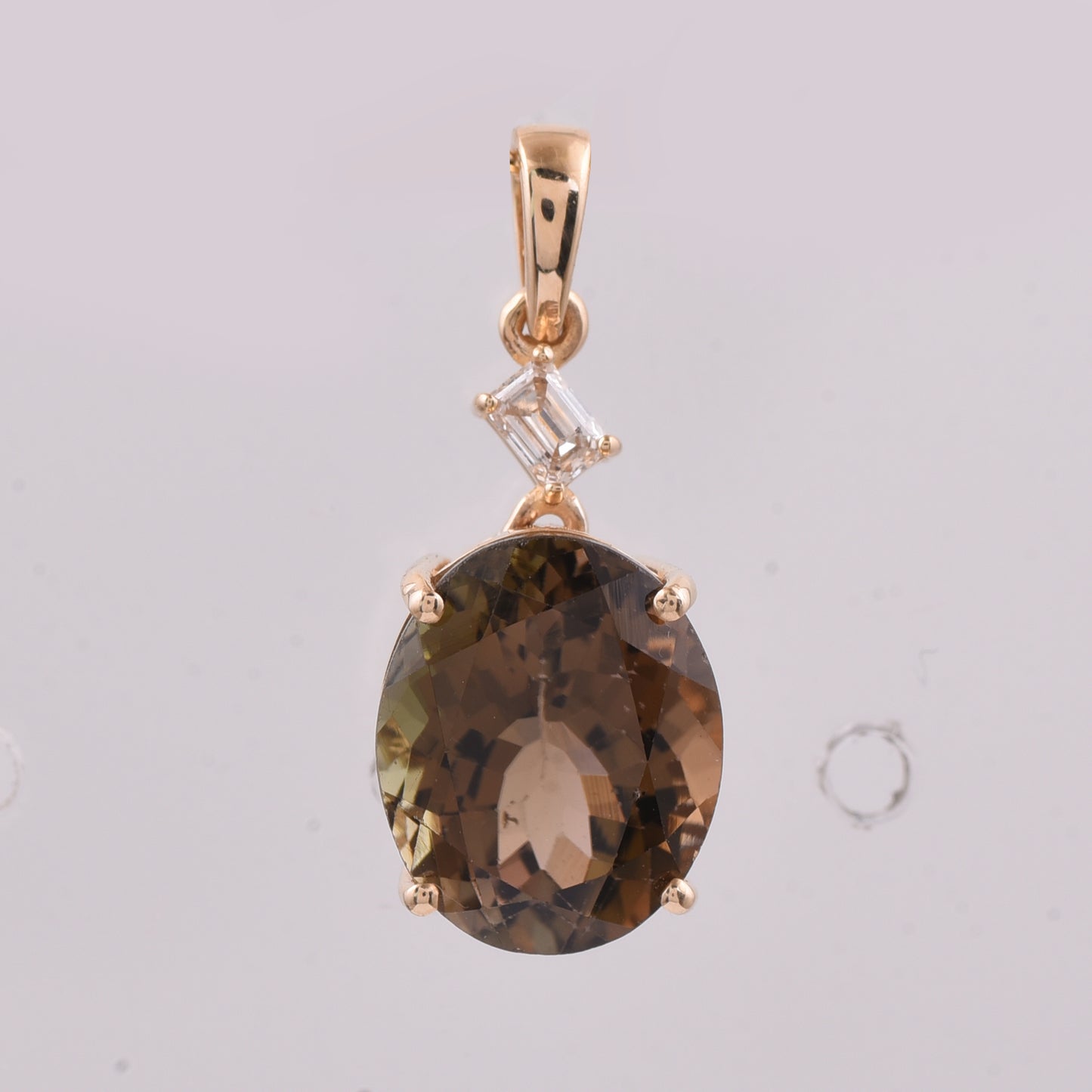 3.87 Ct Oval Natural Tourmaline 14K Gold Pendant