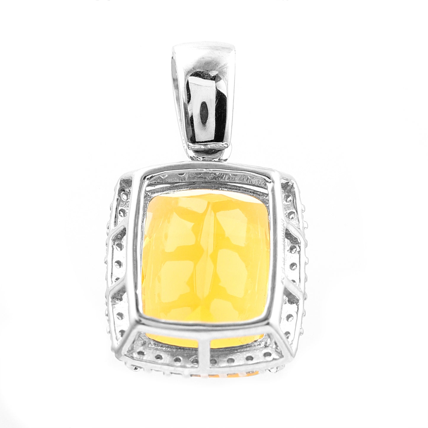 2.90 Ct Cushion Mixed Cut Natural Fire Opal 950 Platinum Pendant