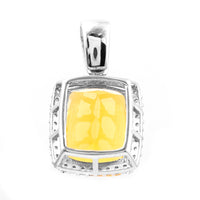 2.90 Ct Cushion Mixed Cut Natural Fire Opal 950 Platinum Pendant