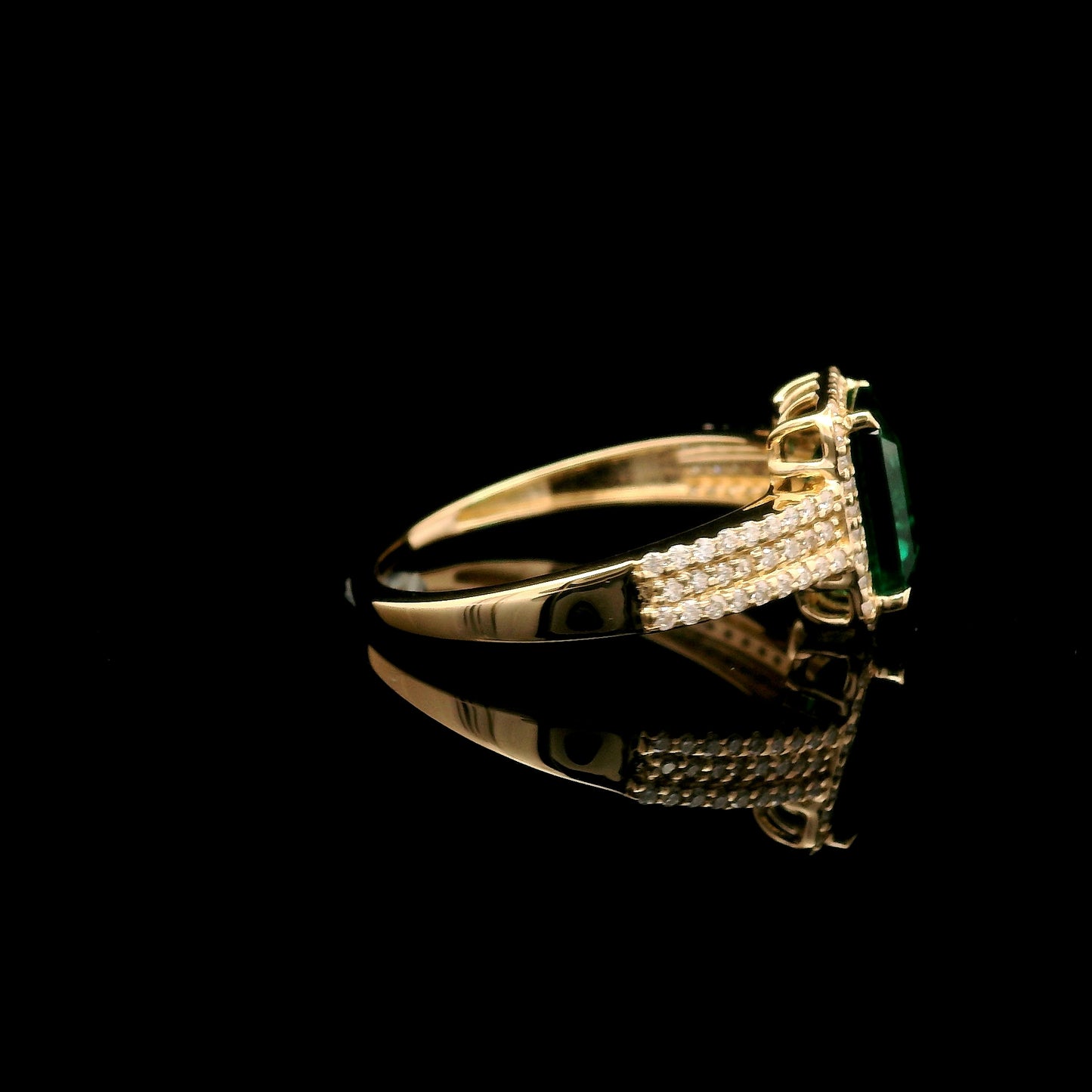 1.85 Ct Emerald Cut Lab Grown Emerald 14K Gold Ring