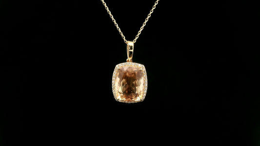 4.25 Ct Cushion Oregon Sunstone 14K Gold Pendant