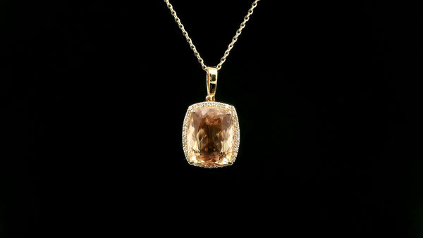 4.25 Ct Cushion Oregon Sunstone 14K Gold Pendant