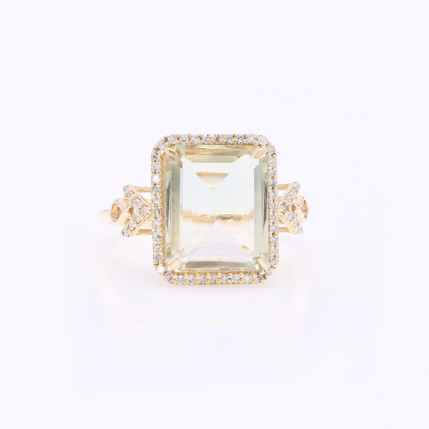 4.33 Ct Cushion Mixed Cut Natural Sunstone 14K Gold Ring