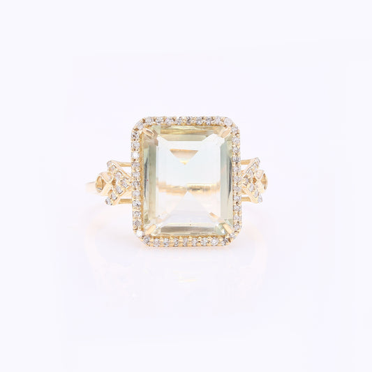4.33 Ct Cushion Mixed Cut Natural Sunstone 14K Gold Ring