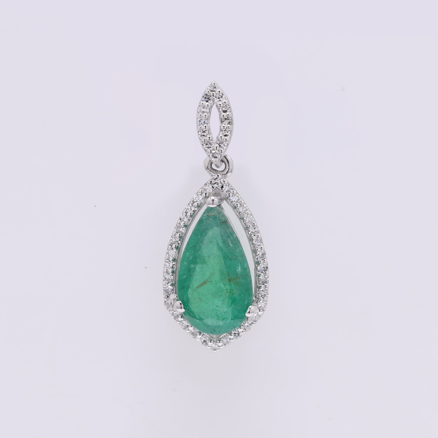 1.73 Ct Pear Mixed Cut Natural Emerald 950 Platinum Pendant