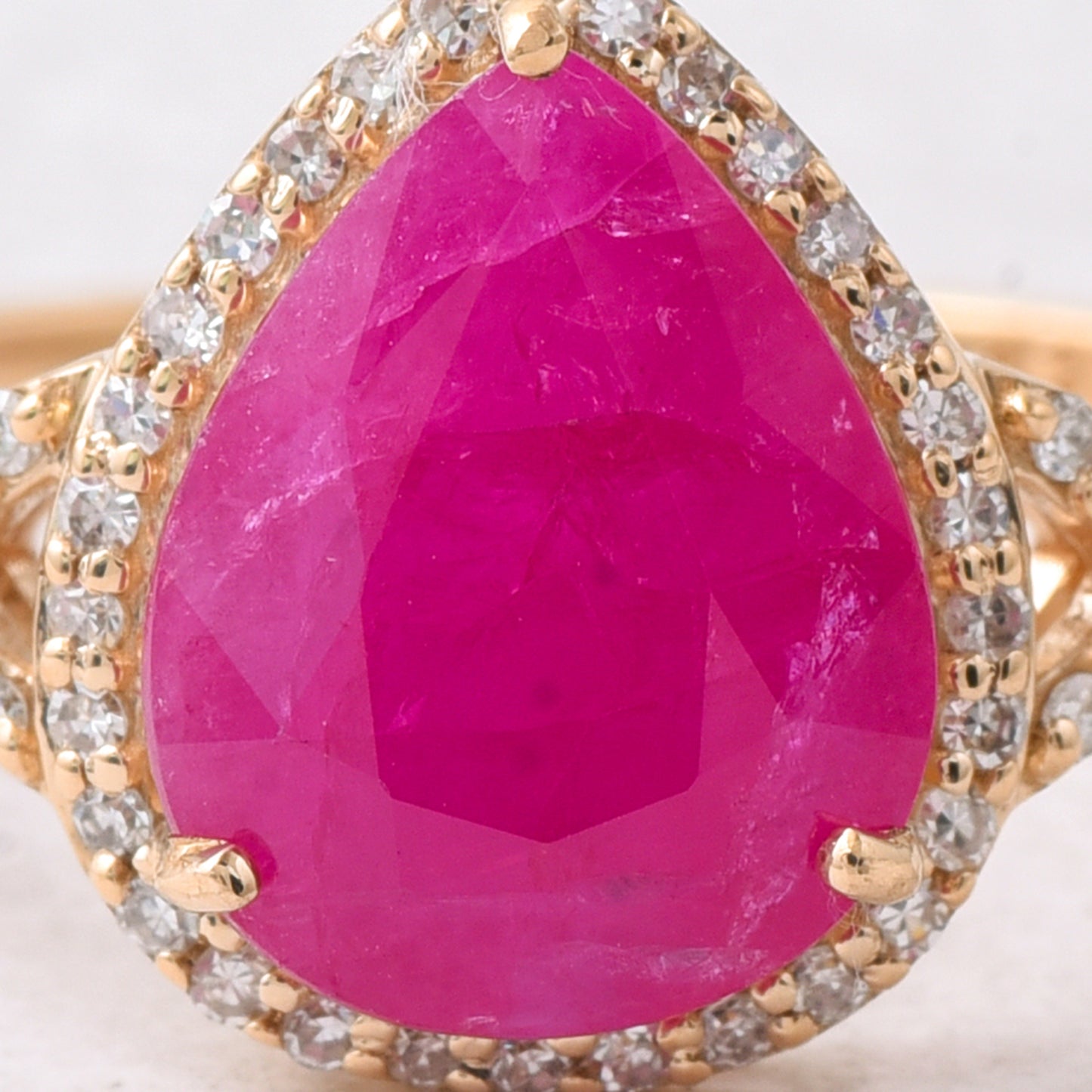 2.63 Ct Pear Mixed Cut Natural Ruby 14K Gold Ring