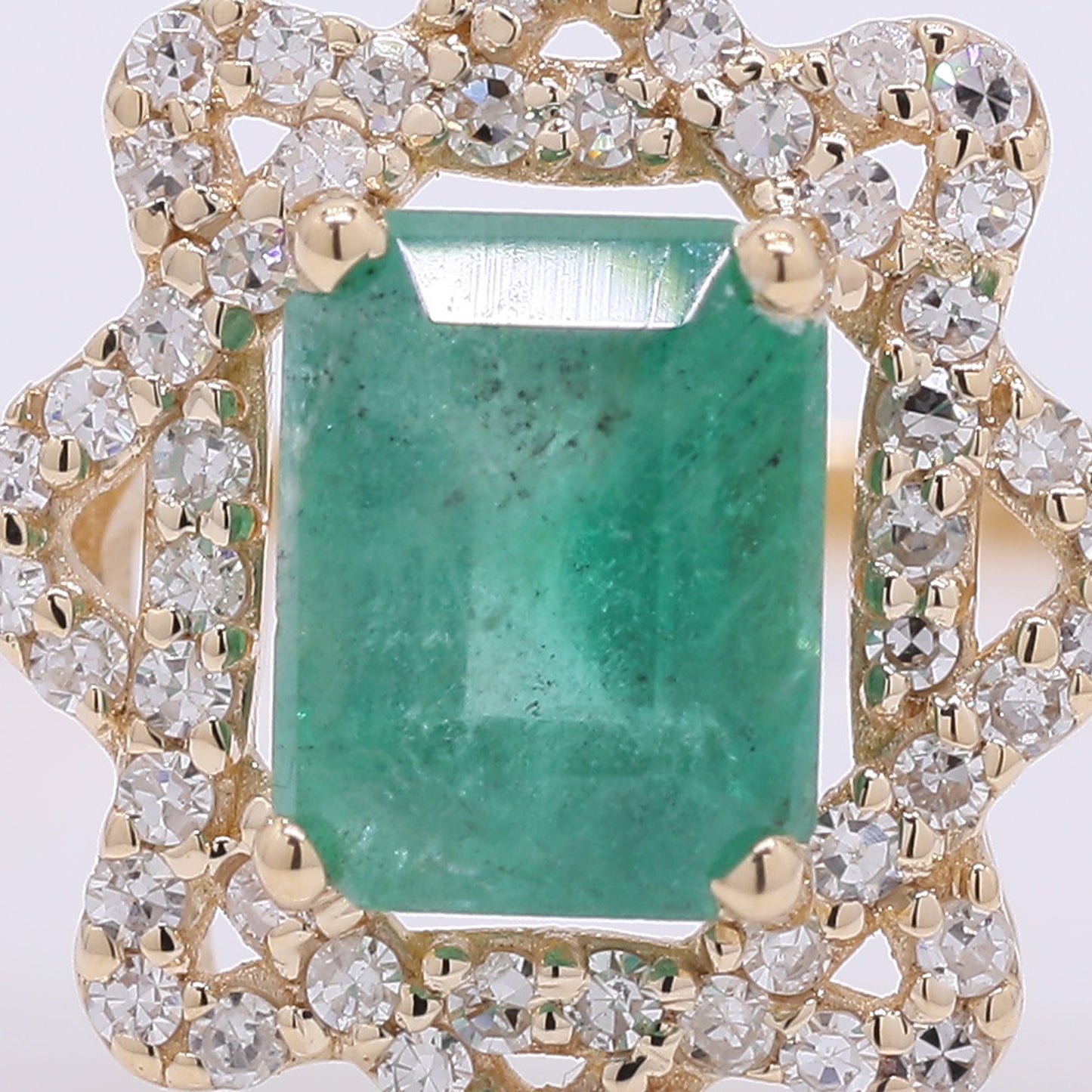 1.19 Ct Octagon Step Cut Natural Emerald 14K Gold Ring