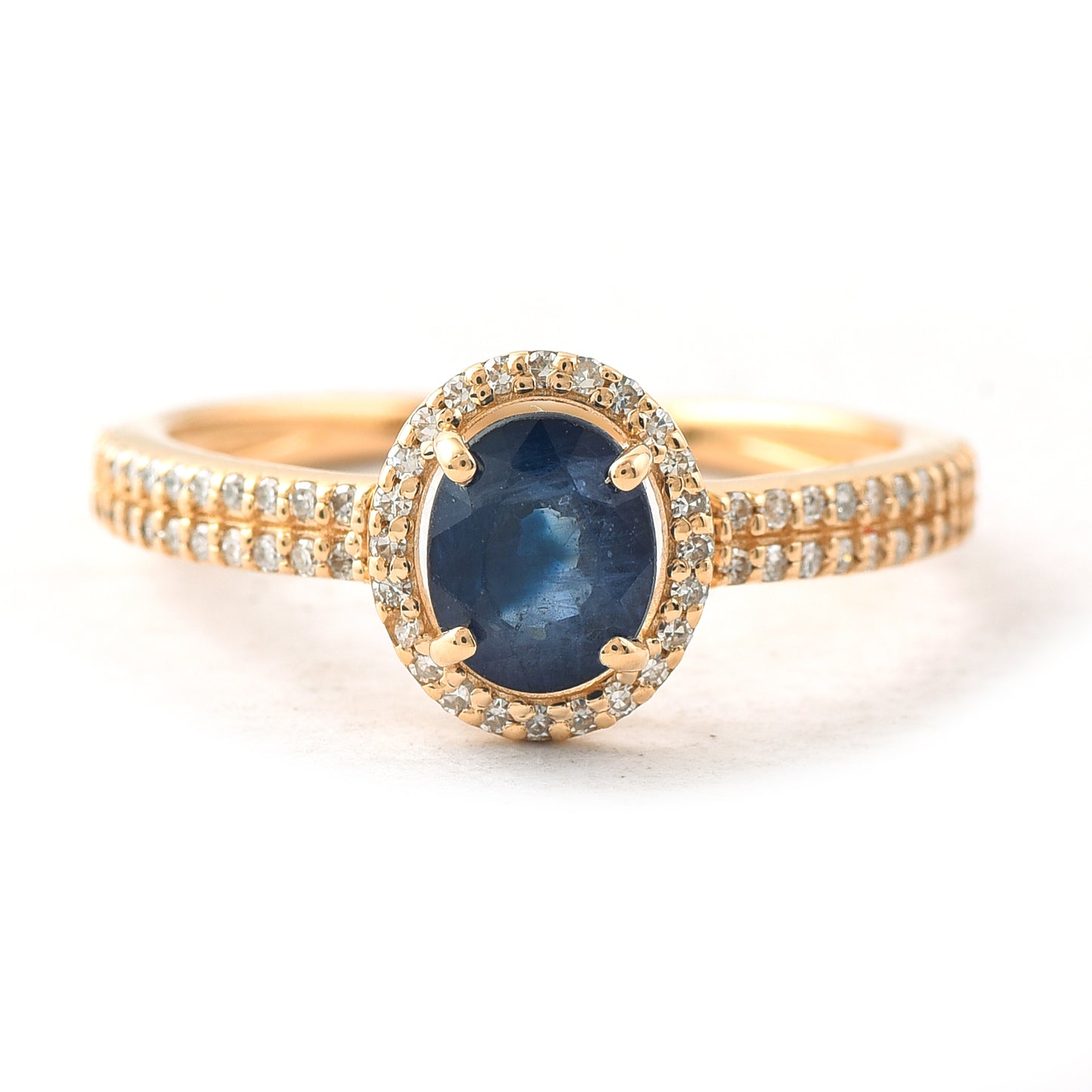1.51 Ct Oval Mixed Cut Natural Sapphire 14K Gold Ring