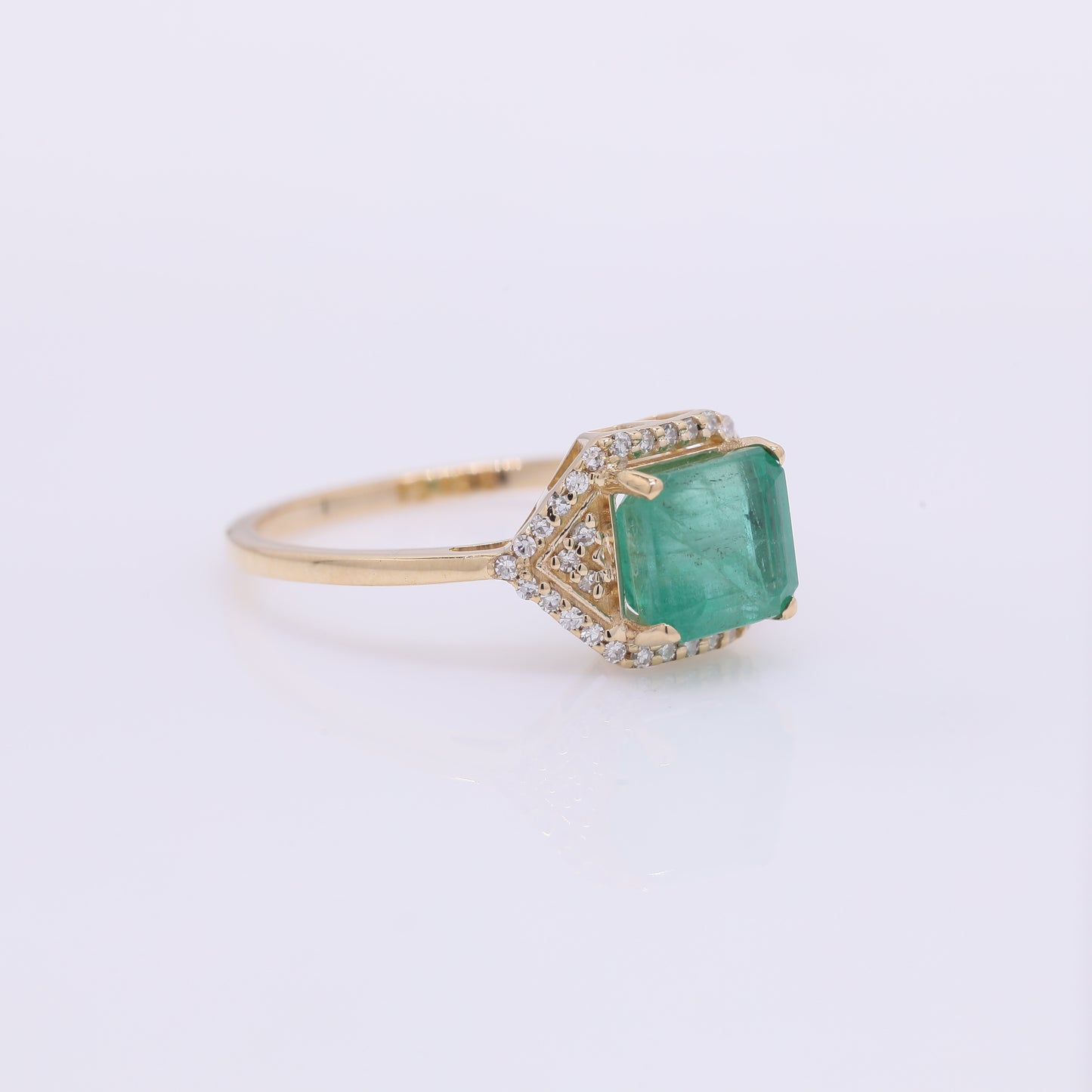 1.88 Ct Octagon Step Cut Natural Emerald 14K Gold Ring