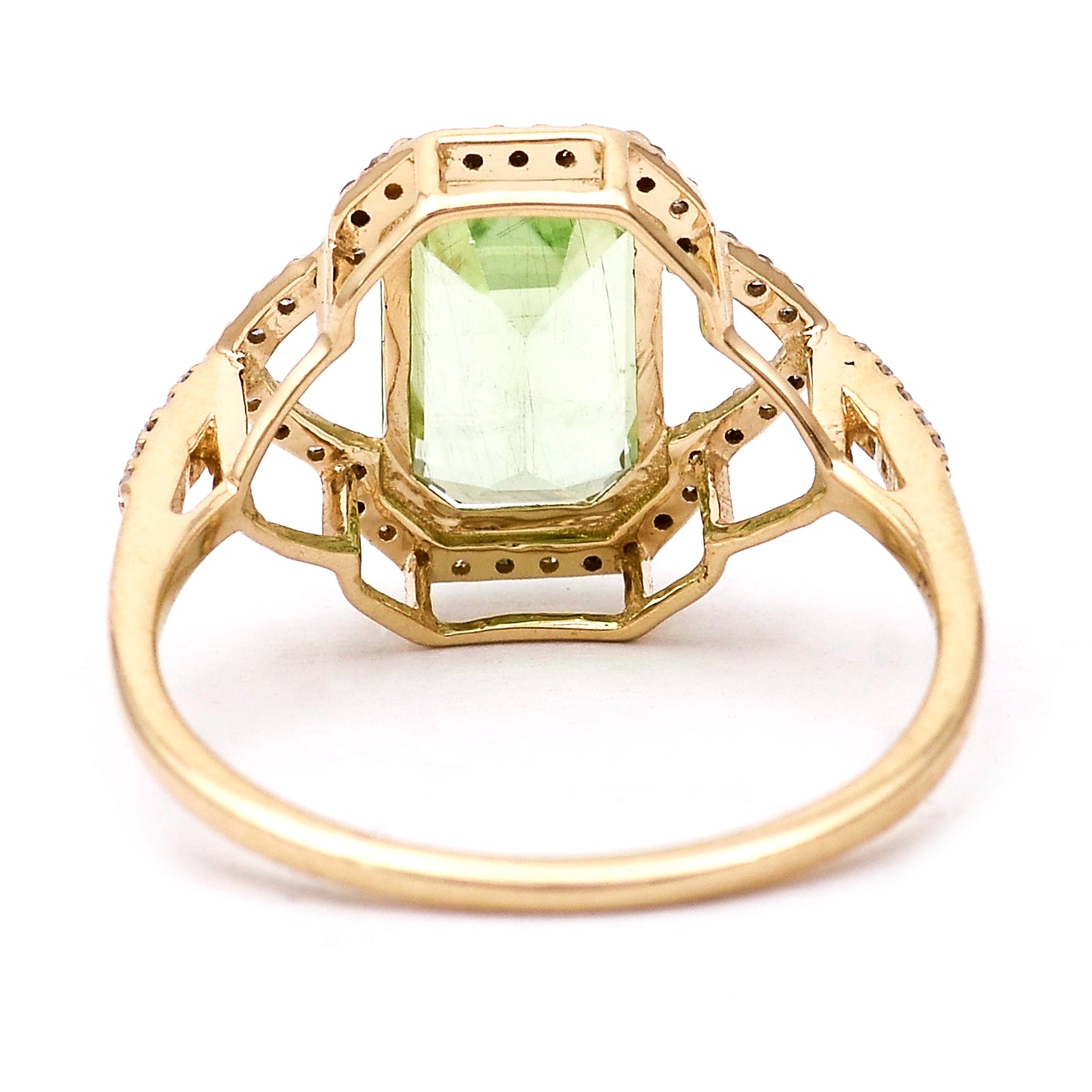 2.78 Ct Octagon Natural Eridot 14K Gold Ring