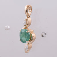 1.16 Ct Oval Natural Emerald 14K Gold Pendant