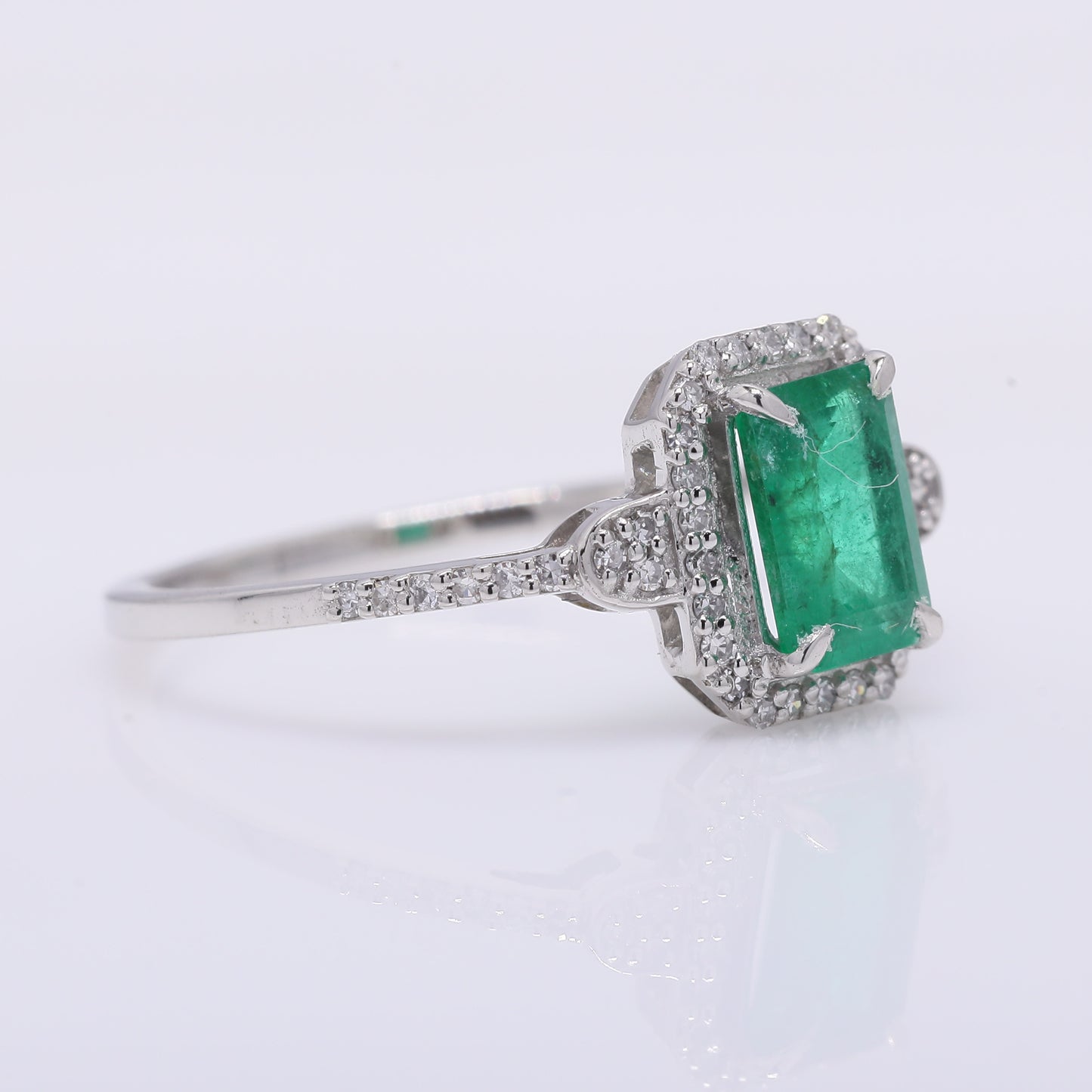 0.91 Ct Octagon Step Cut Natural Emerald 950 Platinum Ring