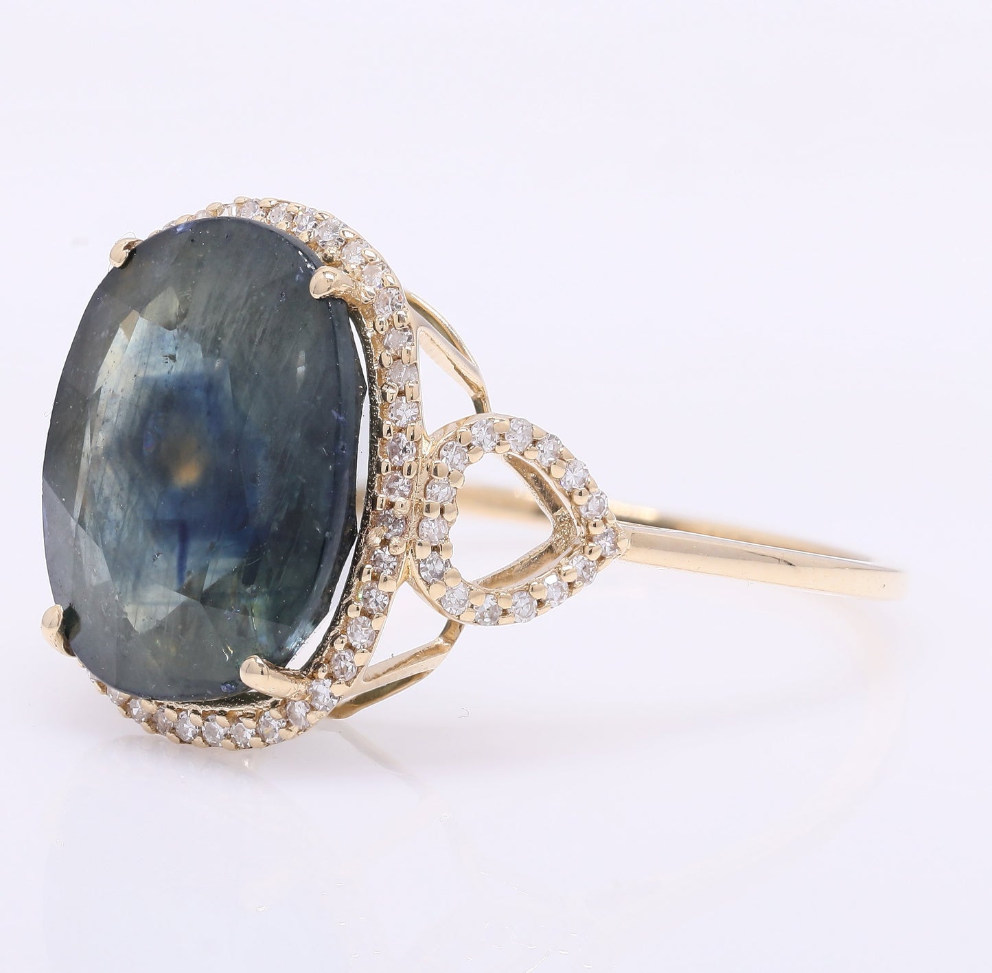 8.95 Ct Oval Mixed Cut Natural Sapphire 14K Gold Ring