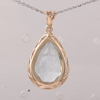5.20 Ct Pear Aquamarine 9K Gold Pendant