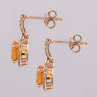1.73 Ct Round Mixed Cut Natural Fire Opal 14K Gold Earrings