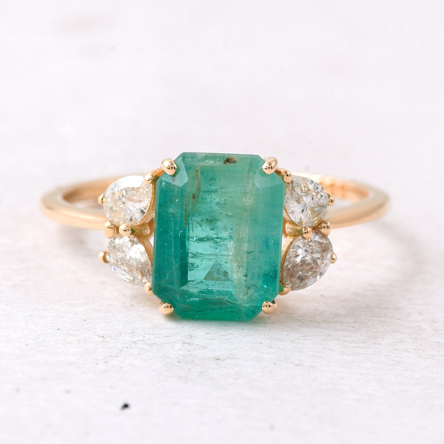 2.33 Ct Octagon Step Cut Natural Emerald 14K Gold Ring
