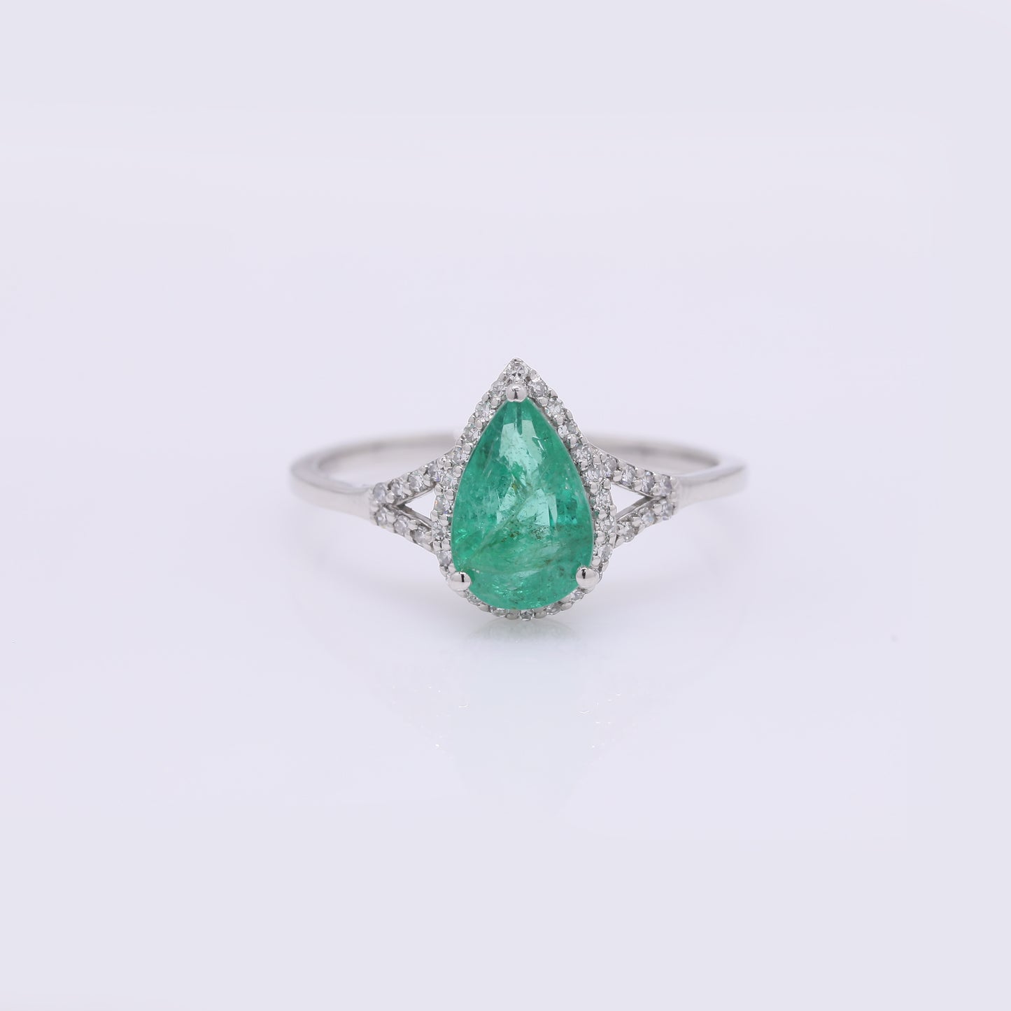 1.45 Ct Pear Mixed Cut Natural Emerald 950 Platinum Ring