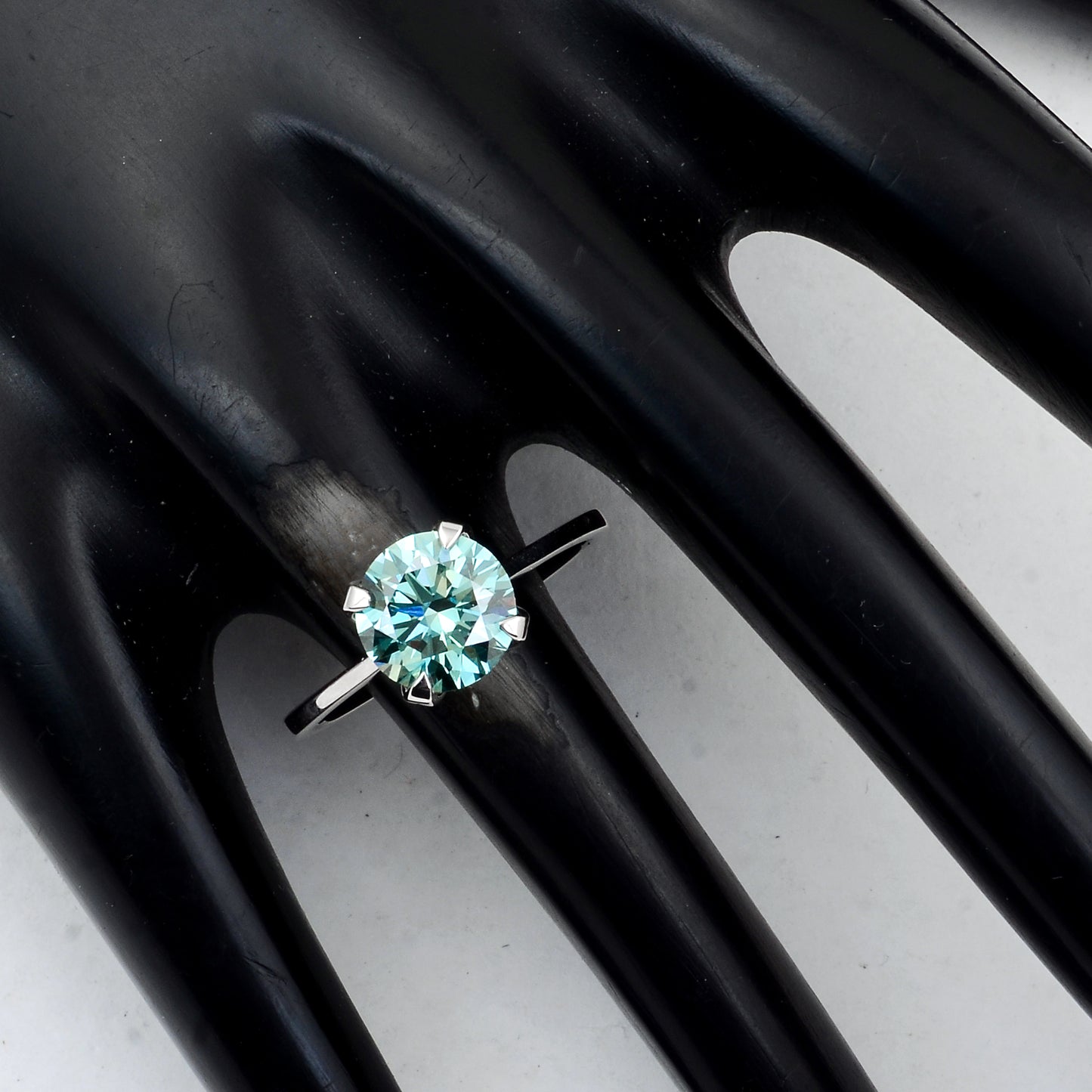 2.10 Carats Blue Lab Grown Diamond 14K Gold Ring